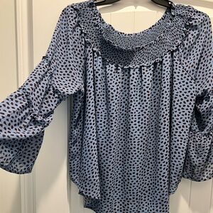 Kori Blue and Brown Dotted Blouse